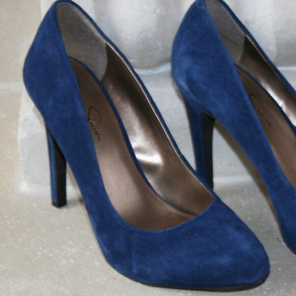Jessica Simpson Marya Sapphire Blue Suede Pumps 9 1/2 Medium - Picture 2 of 10